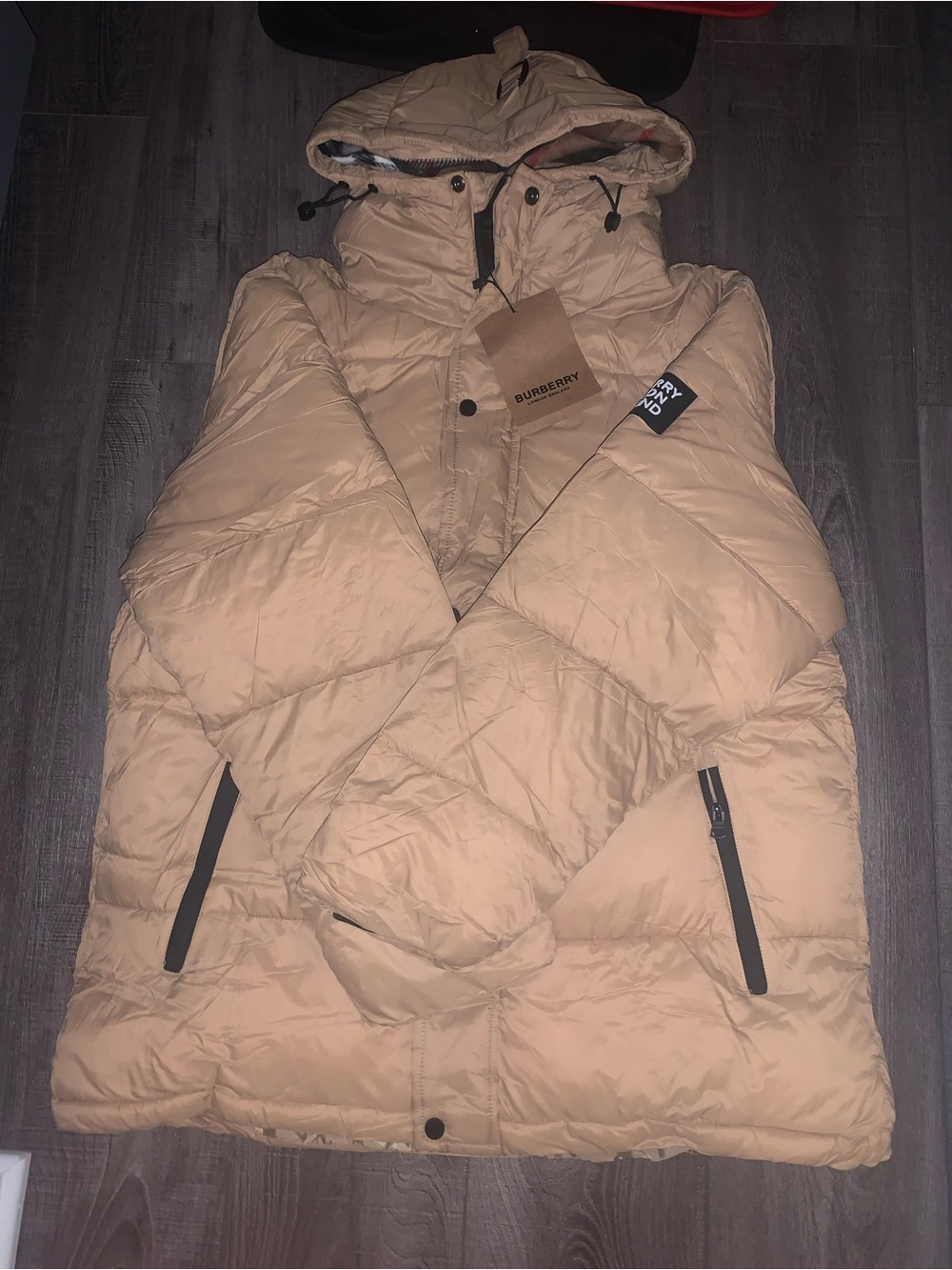 Burberry Men's Beige/Tan Quilted Puffer Coat with Hood